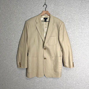 Allen Solly 100% Linen‎ Blazer Mens Large Beige Satin Lining Classic Jacket